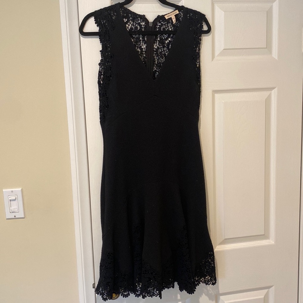Rebecca Taylor black quilt/lace dress- size 8